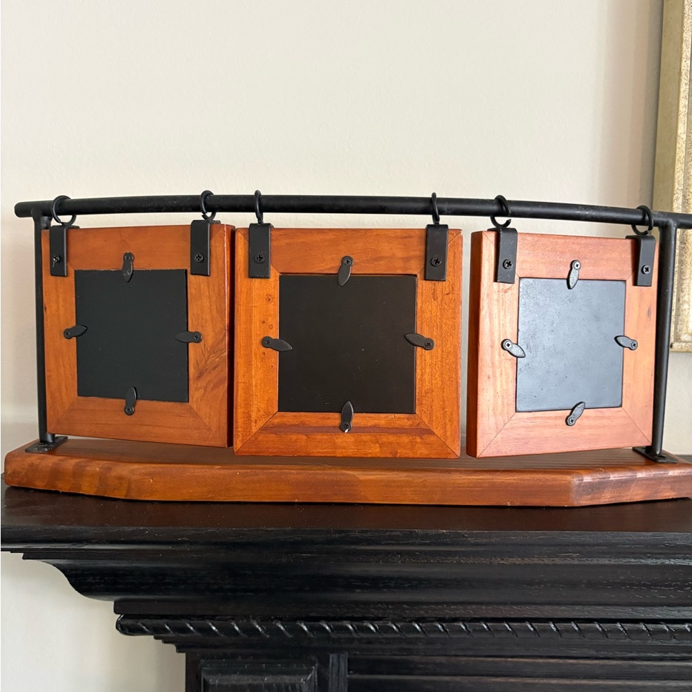 Pier 1 Warm Wood Triple Frame 16 1/2” long x 6 3/4” high x 2 3/4” deep. - Picture 2 of 4